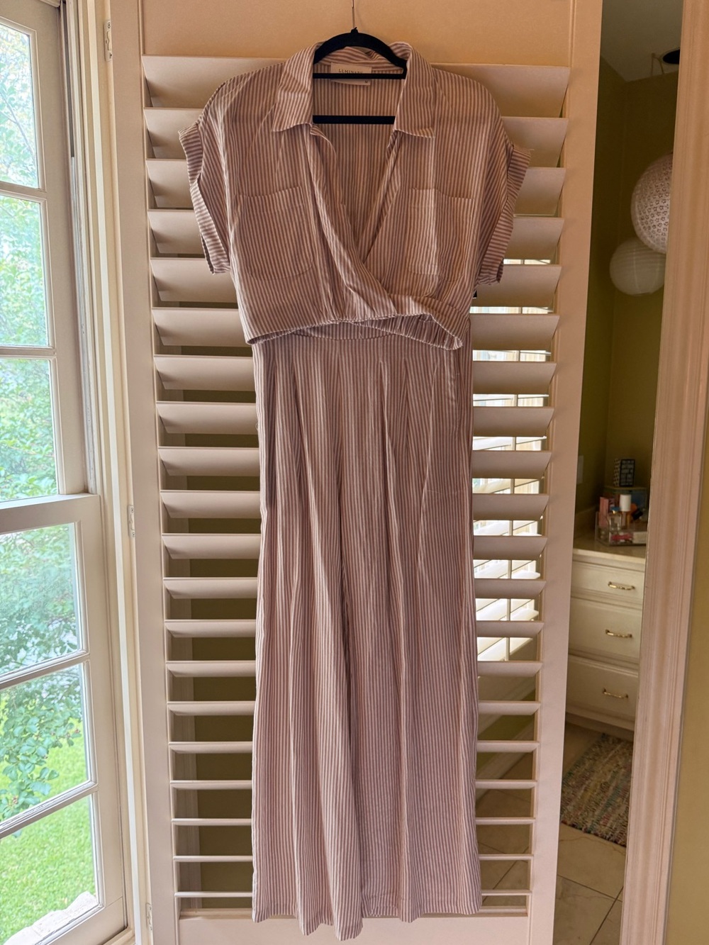 Luminary Brown and White Stripe Pant Set